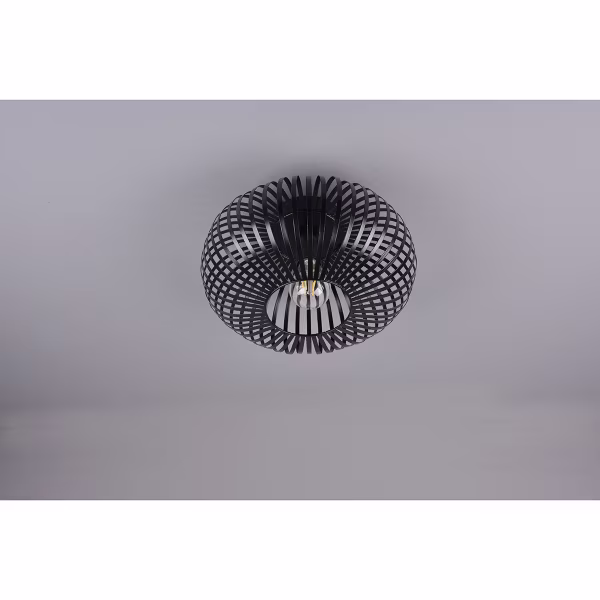 HLW LED LED Plafondlamp - Plafondverlichting - Trion Johy - E27 Fitting - Rond - Industrieel - Mat Zwart - Aluminium - 30cm HLW LED LED Plafondlamp - Plafondverlichting - Trion Johy - E27 Fitting - Rond - Industrieel - Mat Zwart - Aluminium - 30cm