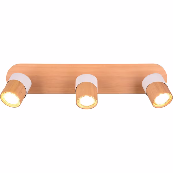 HLW LED LED Ceiling Spotlight - Trion Arnia - GU10 Fitting - 3 Lights - Round - Wood/White - Natural Wood HLW LED LED Ceiling Spotlight - Trion Arnia - GU10 Fitting - 3 Lights - Round - Wood/White - Natural Wood