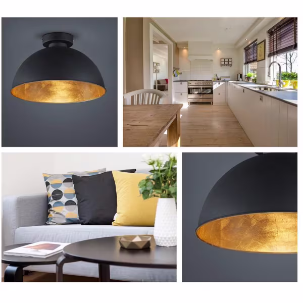 HLW LED LED Plafondlamp - Plafondverlichting - Trion Jin - E27 Fitting - Rond - Mat Zwart - Aluminium HLW LED LED Plafondlamp - Plafondverlichting - Trion Jin - E27 Fitting - Rond - Mat Zwart - Aluminium