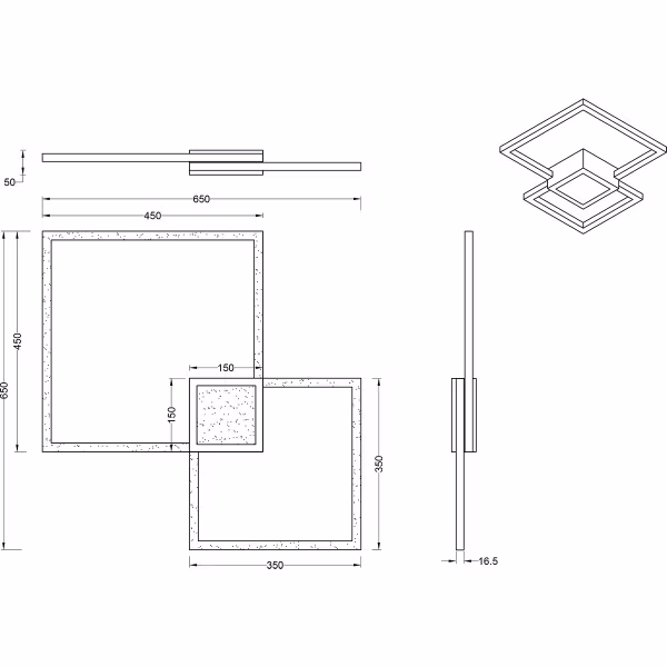 HLW LED LED Ceiling Light - Trion Hydro - 28W - Warm White 3000K - Dimmable - Square - Matte Nickel - Aluminum HLW LED LED Ceiling Light - Trion Hydro - 28W - Warm White 3000K - Dimmable - Square - Matte Nickel - Aluminum