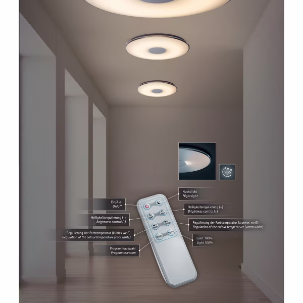 HLW LED LED Ceiling Light - Trion Tako - 45W - Adjustable Color - Dimmable - Remote Control - Round - Matte White HLW LED LED Ceiling Light - Trion Tako - 45W - Adjustable Color - Dimmable - Remote Control - Round - Matte White