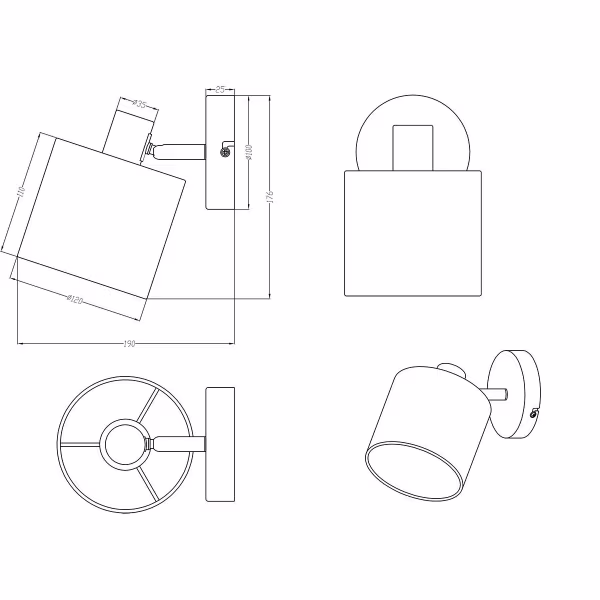 HLW LED LED Wall Spotlight - Wall Lighting - Trion Torry - E14 Fitting - Round - Matte Black - Aluminum