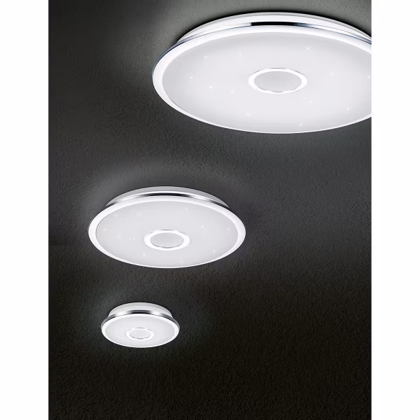 HLW LED LED ceiling light - Trion Osirina - 30W - Adjustable color - Dimmable - Remote control - Round - Gloss chrome - Plastic HLW LED LED ceiling light - Trion Osirina - 30W - Adjustable color - Dimmable - Remote control - Round - Gloss chrome - Plastic
