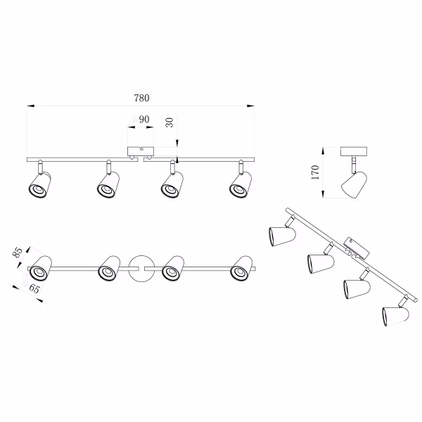 HLW LED LED Plafondspot - Trion Toluno - 12W - Warm Wit 3000K - 4-lichts - Rechthoek - Mat Wit - Kunststof HLW LED LED Plafondspot - Trion Toluno - 12W - Warm Wit 3000K - 4-lichts - Rechthoek - Mat Wit - Kunststof