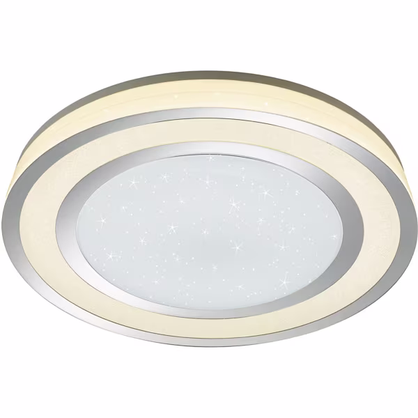 HLW LED LED Ceiling Light - Trion Noruno - 45W - Adjustable Color - Dimmable - Remote Control - Star Light - Round - Matte Chrome - Plastic