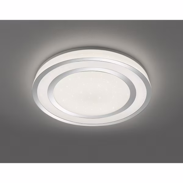 HLW LED LED Ceiling Light - Trion Noruno - 45W - Adjustable Color - Dimmable - Remote Control - Star Light - Round - Matte Chrome - Plastic
