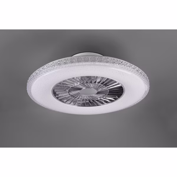 HLW LED LED Ceiling Light with Fan - Ceiling Fan - Trion Haron - 40W - Remote Control - Adjustable Color - Dimmable - Round - Matte Chrome - Plastic HLW LED LED Ceiling Light with Fan - Ceiling Fan - Trion Haron - 40W - Remote Control - Adjustable Color - Dimmable - Round - Matte Chrome - Plastic