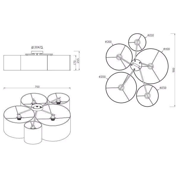 HLW LED LED Plafondlamp - Plafondverlichting - Trion Hotia - E27 Fitting - 5-lichts - Rond - Meerkleurig - Aluminium HLW LED LED Plafondlamp - Plafondverlichting - Trion Hotia - E27 Fitting - 5-lichts - Rond - Meerkleurig - Aluminium