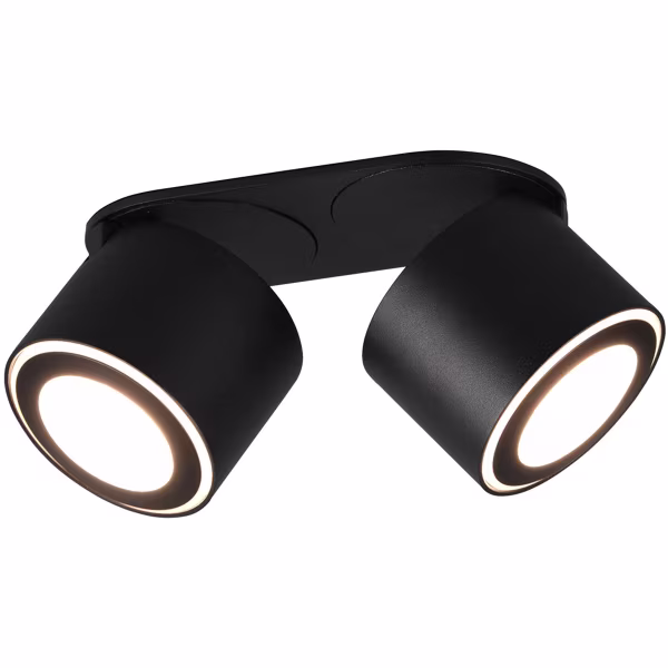 HLW LED LED Plafondspot - Trion Tarus - 8W - Warm Wit 3000K - 2-lichts - Rond - Mat Zwart - Aluminium HLW LED LED Plafondspot - Trion Tarus - 8W - Warm Wit 3000K - 2-lichts - Rond - Mat Zwart - Aluminium