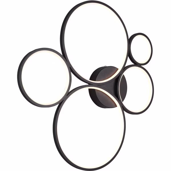 HLW LED LED Plafondlamp - Trion Rondy - 49W - Warm Wit 3000K - Dimbaar - Rond - Mat Zwart - Aluminium HLW LED LED Plafondlamp - Trion Rondy - 49W - Warm Wit 3000K - Dimbaar - Rond - Mat Zwart - Aluminium