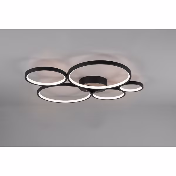 HLW LED LED Plafondlamp - Trion Rondy - 49W - Warm Wit 3000K - Dimbaar - Rond - Mat Zwart - Aluminium HLW LED LED Plafondlamp - Trion Rondy - 49W - Warm Wit 3000K - Dimbaar - Rond - Mat Zwart - Aluminium