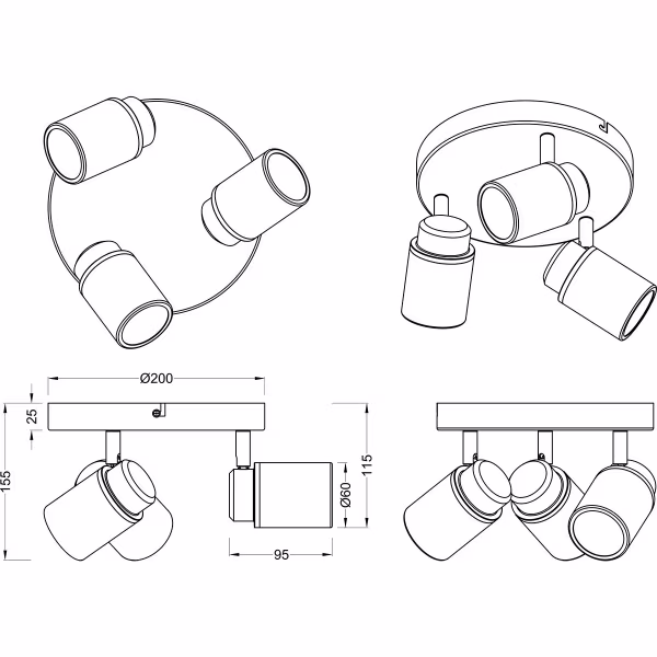 HLW LED LED Ceiling Spotlight - Trion Artion - GU10 Fitting - Splashproof IP44 - Round - Matte Chrome - Aluminum HLW LED LED Ceiling Spotlight - Trion Artion - GU10 Fitting - Splashproof IP44 - Round - Matte Chrome - Aluminum