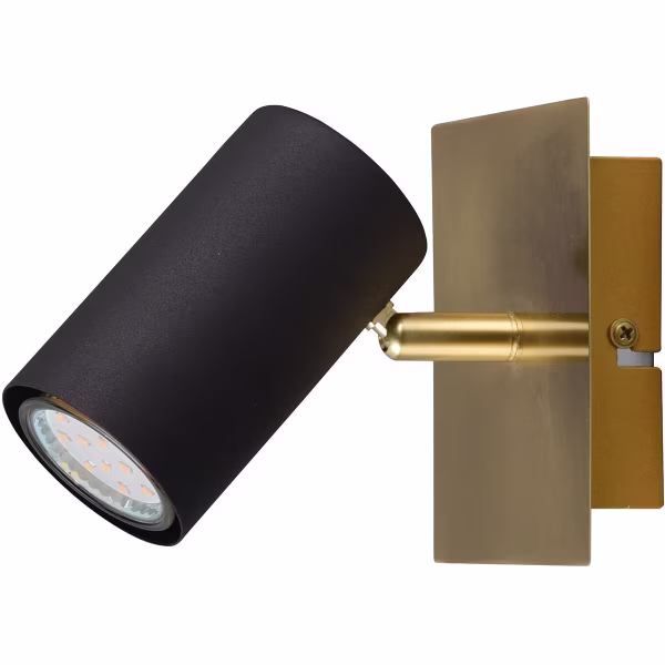 HLW LED LED wall spotlight - Trion Milona - GU10 fitting - 1 light - Round - Matte black/gold - Aluminum HLW LED LED wall spotlight - Trion Milona - GU10 fitting - 1 light - Round - Matte black/gold - Aluminum