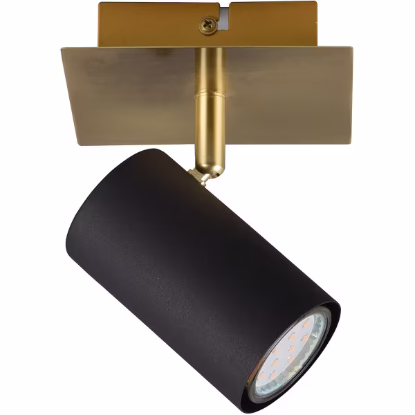HLW LED LED wall spotlight - Trion Milona - GU10 fitting - 1 light - Round - Matte black/gold - Aluminum HLW LED LED wall spotlight - Trion Milona - GU10 fitting - 1 light - Round - Matte black/gold - Aluminum