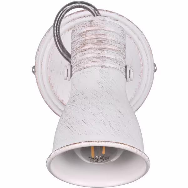 HLW LED LED Wandspot - Wandverlichting - Trion Sanita - E14 Fitting - 1-lichts - Rond - Antiek Wit - Aluminium HLW LED LED Wandspot - Wandverlichting - Trion Sanita - E14 Fitting - 1-lichts - Rond - Antiek Wit - Aluminium