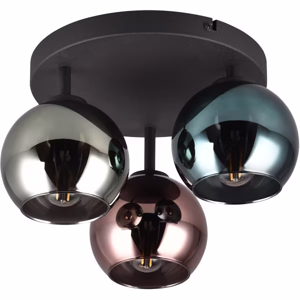 HLW LED LED Plafondspot - Plafondverlichting - Trion Seldy - E14 Fitting - 3-lichts - Rond - Zwart met Multicolor Glas HLW LED LED Plafondspot - Plafondverlichting - Trion Seldy - E14 Fitting - 3-lichts - Rond - Zwart met Multicolor Glas