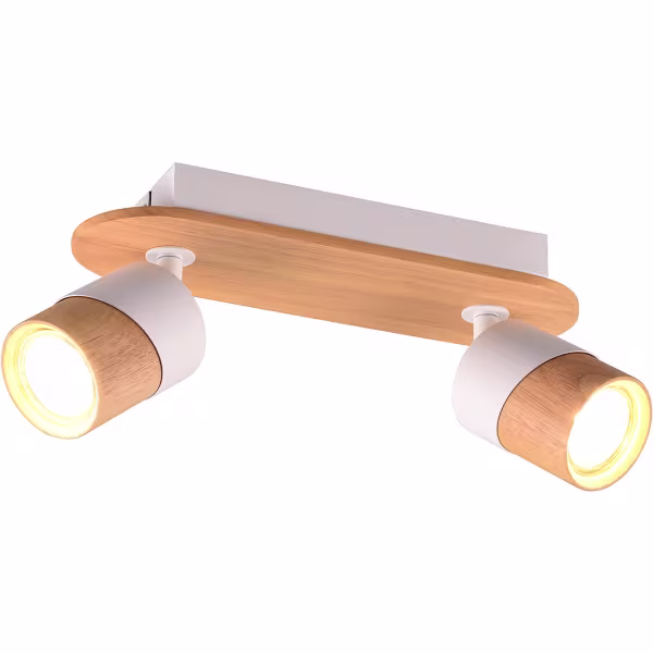 HLW LED LED Plafondspot - Trion Arnia - GU10 Fitting - 2-lichts - Rond - Hout/Wit - Natuurhout HLW LED LED Plafondspot - Trion Arnia - GU10 Fitting - 2-lichts - Rond - Hout/Wit - Natuurhout