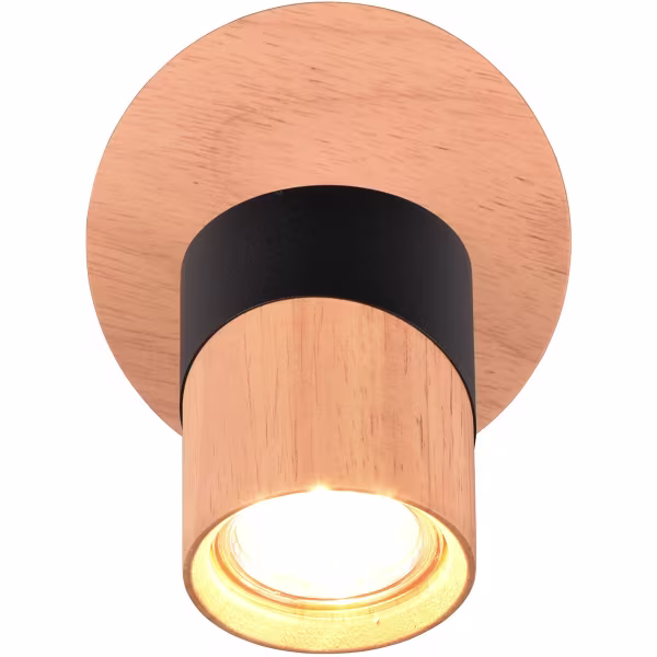 HLW LED LED Plafondspot - Trion Arnia - GU10 Fitting - 1-lichts - Rond - Hout/Zwart - Natuurhout HLW LED LED Plafondspot - Trion Arnia - GU10 Fitting - 1-lichts - Rond - Hout/Zwart - Natuurhout