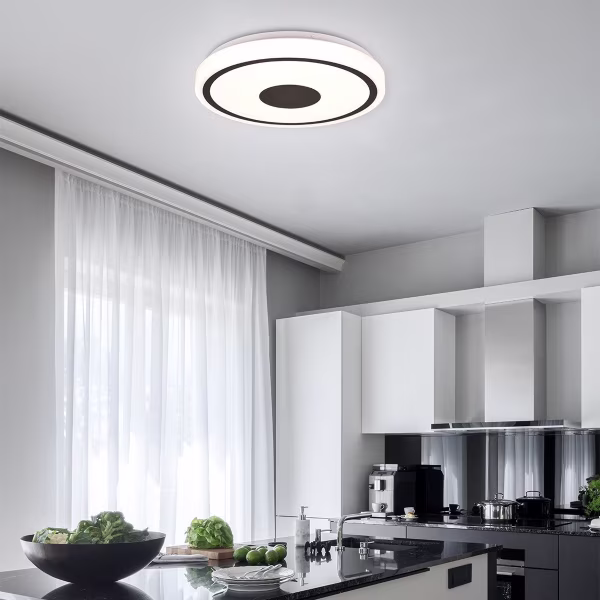 HLW LED LED Plafondlamp - Plafondverlichting - Trion Duna - 16W - Warm Wit 3000K - Rond - Mat Zwart - Kunststof HLW LED LED Plafondlamp - Plafondverlichting - Trion Duna - 16W - Warm Wit 3000K - Rond - Mat Zwart - Kunststof