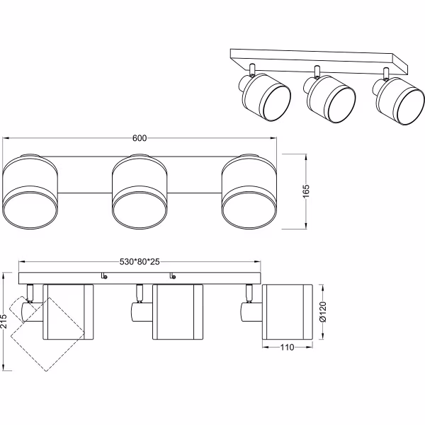 HLW LED LED Ceiling Lamp - Ceiling Lighting - Trion Vamos - E14 Fitting - 3-light - Round - Matte Black - Metal - Max 10W HLW LED LED Ceiling Lamp - Ceiling Lighting - Trion Vamos - E14 Fitting - 3-light - Round - Matte Black - Metal - Max 10W