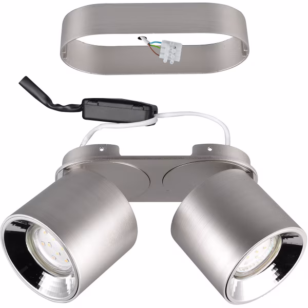 HLW LED LED Plafondlamp - Plafondverlichting - Trion Pinati - GU10 Fitting - 2-lichts - Rond - Mat Nikkel - Metaal HLW LED LED Plafondlamp - Plafondverlichting - Trion Pinati - GU10 Fitting - 2-lichts - Rond - Mat Nikkel - Metaal