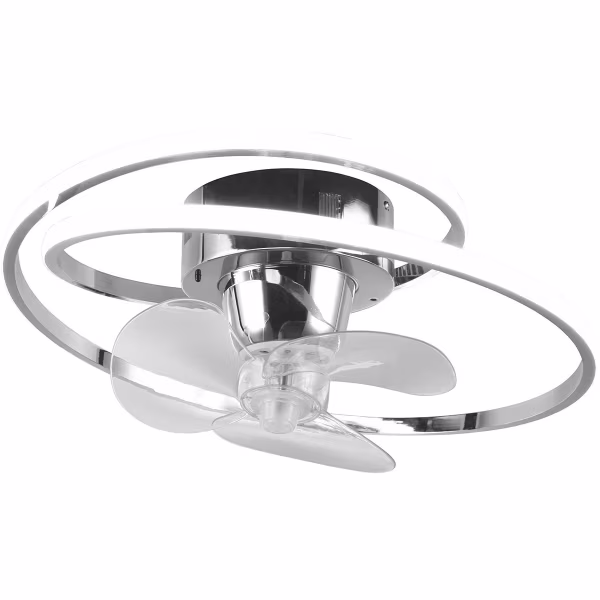 HLW LED LED Ceiling Light with Fan - Ceiling Fan - Trion Muaz - 38W - Adjustable Color - Remote Control - Dimmable - Round - Chrome - Metal HLW LED LED Ceiling Light with Fan - Ceiling Fan - Trion Muaz - 38W - Adjustable Color - Remote Control - Dimmable - Round - Chrome - Metal