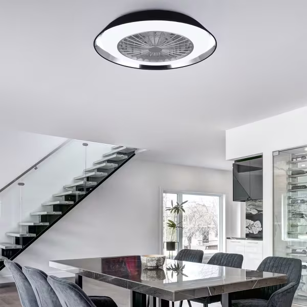 HLW LED LED Plafondlamp met Ventilator - Plafondventilator - Trion Berga - 30W - Aanpasbare Kleur - Afstandsbediening - Dimbaar - Rond - Zwart - Kunststof HLW LED LED Plafondlamp met Ventilator - Plafondventilator - Trion Berga - 30W - Aanpasbare Kleur - Afstandsbediening - Dimbaar - Rond - Zwart - Kunststof