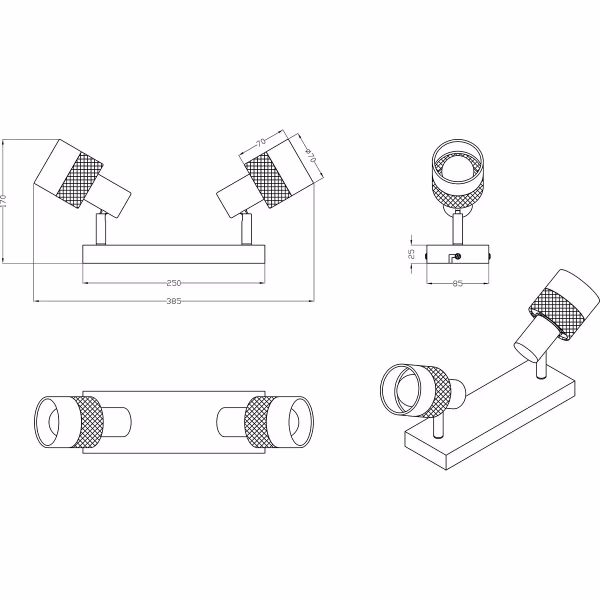 HLW LED LED Plafondspot - Trion Dandini - E14 Fitting - 2-lichts - Rond - Mat Zwart - Metaal HLW LED LED Plafondspot - Trion Dandini - E14 Fitting - 2-lichts - Rond - Mat Zwart - Metaal