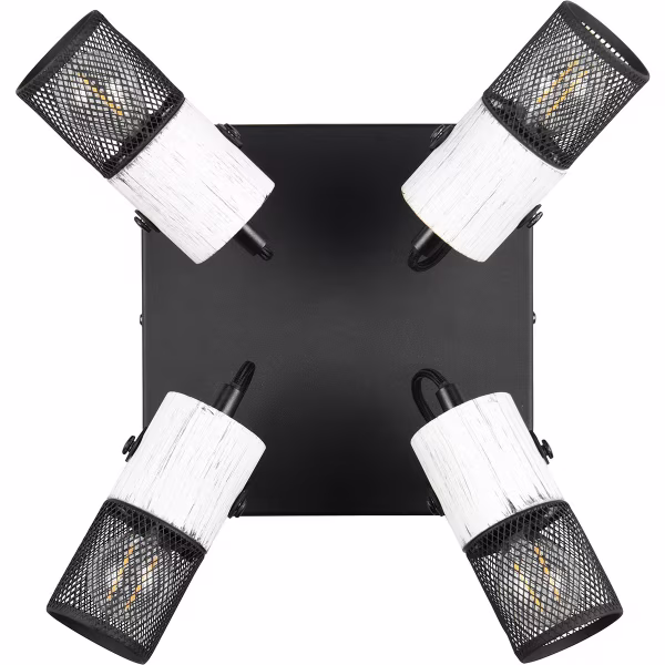 HLW LED LED Plafondspot - Trion Josh - E14 Fitting - 4-lichts - Rond - Zwart Wit - Metaal HLW LED LED Plafondspot - Trion Josh - E14 Fitting - 4-lichts - Rond - Zwart Wit - Metaal