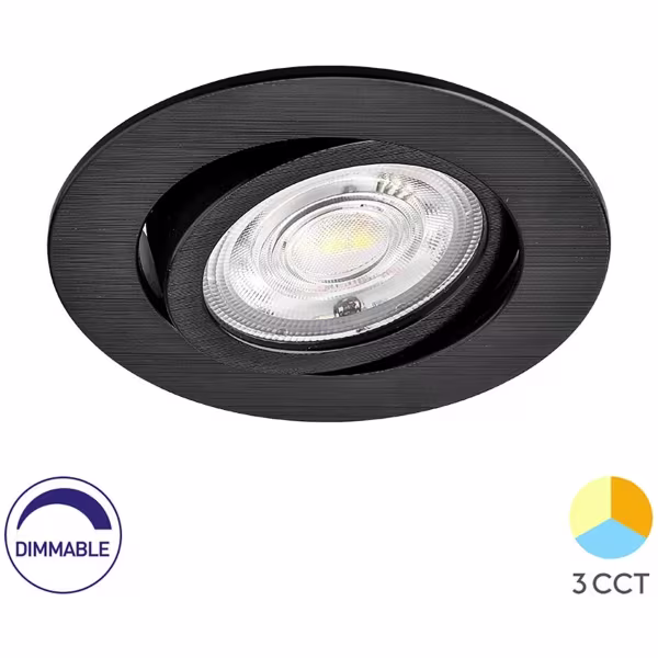 HLW LED LED Inbouwspot - Brinton - 7W 630lm 38D - Dimbaar - 830 Warm Wit 3000K - Rond - Zwart HLW LED LED Inbouwspot - Brinton - 7W 630lm 38D - Dimbaar - 830 Warm Wit 3000K - Rond - Zwart