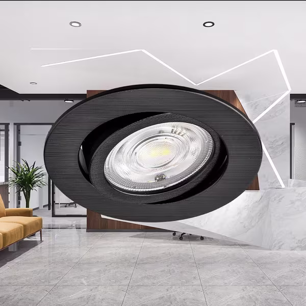 HLW LED LED Inbouwspot - Brinton - 7W 630lm 38D - Dimbaar - 830 Warm Wit 3000K - Rond - Zwart HLW LED LED Inbouwspot - Brinton - 7W 630lm 38D - Dimbaar - 830 Warm Wit 3000K - Rond - Zwart