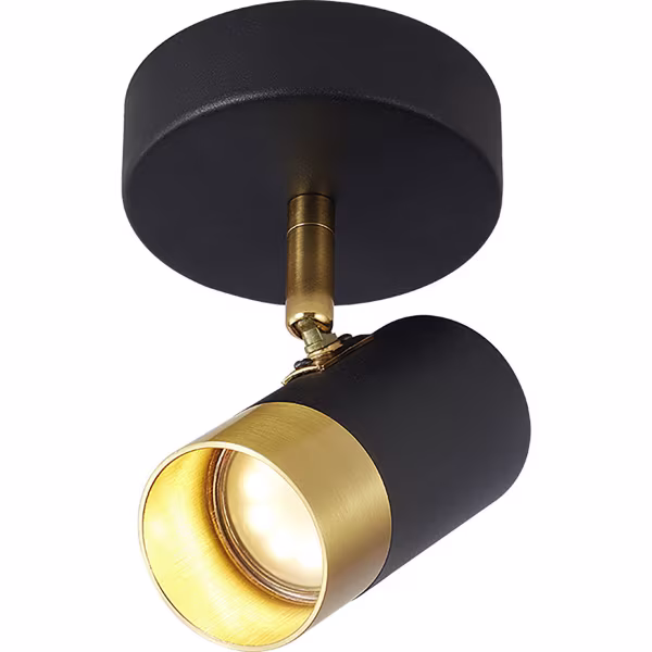 HLW LED LED Plafondspot - Brinton Tronta - GU10 Fitting - 1-lichts - Kantelbaar - Rond - Zwart/Goud