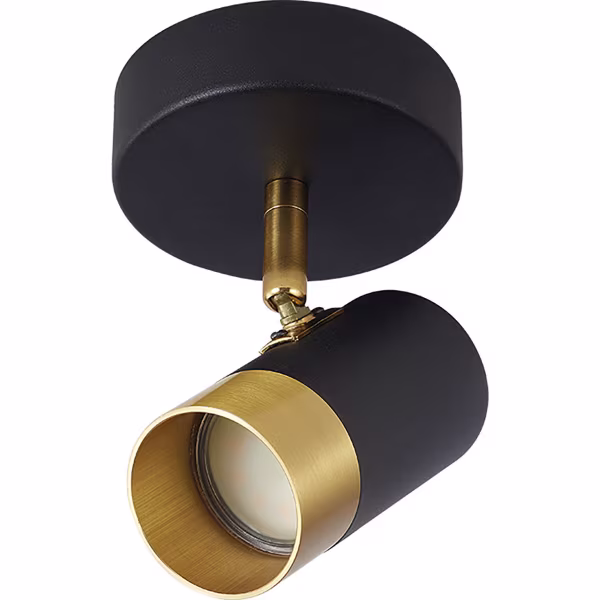 HLW LED LED Plafondspot - Brinton Tronta - GU10 Fitting - 1-lichts - Kantelbaar - Rond - Zwart/Goud