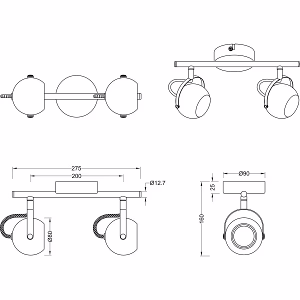 HLW LED LED Ceiling Spotlight - Trion Bosty - GU10 Fitting - 2-light - Rectangular - Matte White - Aluminum HLW LED LED Ceiling Spotlight - Trion Bosty - GU10 Fitting - 2-light - Rectangular - Matte White - Aluminum