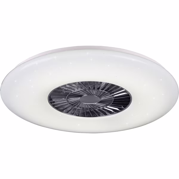 HLW LED LED Plafondlamp met Ventilator - Plafondventilator - Trion Vison - 60W - Afstandsbediening - Aanpasbare Kleur - Dimbaar - Rond - Mat Chroom - Kunststof HLW LED LED Plafondlamp met Ventilator - Plafondventilator - Trion Vison - 60W - Afstandsbediening - Aanpasbare Kleur - Dimbaar - Rond - Mat Chroom - Kunststof