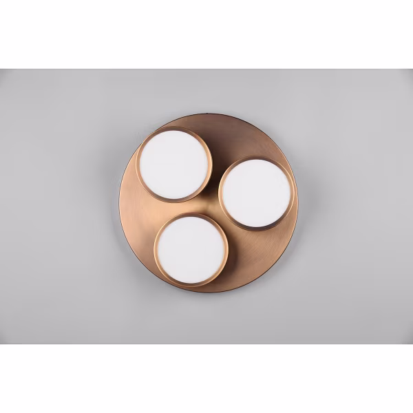 HLW LED LED Plafondlamp - Plafondverlichting - Trion Franco - 25.5W - Warm Wit 3000K - 3-lichts - Dimbaar - Rond - Oud Brons - Aluminium HLW LED LED Plafondlamp - Plafondverlichting - Trion Franco - 25.5W - Warm Wit 3000K - 3-lichts - Dimbaar - Rond - Oud Brons - Aluminium