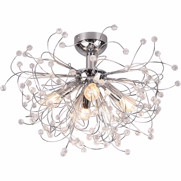 HLW LED LED Plafondlamp - Plafondverlichting - Trion Guston - E14 Fitting - 4-lichts - Rond - Mat Chroom - Aluminium HLW LED LED Plafondlamp - Plafondverlichting - Trion Guston - E14 Fitting - 4-lichts - Rond - Mat Chroom - Aluminium