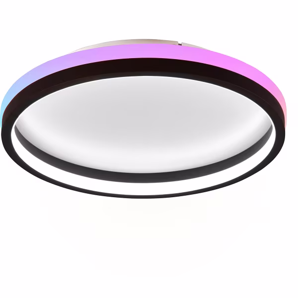HLW LED LED Ceiling Lamp - Ceiling Lighting - Trion Kio - 18W - RGBW - Dimmable - Adjustable Color - Remote Control - Round - Matte Black - Metal HLW LED LED Ceiling Lamp - Ceiling Lighting - Trion Kio - 18W - RGBW - Dimmable - Adjustable Color - Remote Control - Round - Matte Black - Metal