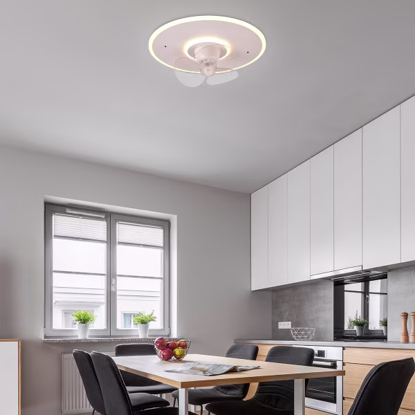 HLW LED LED Ceiling Light with Fan - Ceiling Fan - Trion Bryan - 30W - Adjustable Color - Remote Control - Dimmable - Round - Matte White - Metal HLW LED LED Ceiling Light with Fan - Ceiling Fan - Trion Bryan - 30W - Adjustable Color - Remote Control - Dimmable - Round - Matte White - Metal