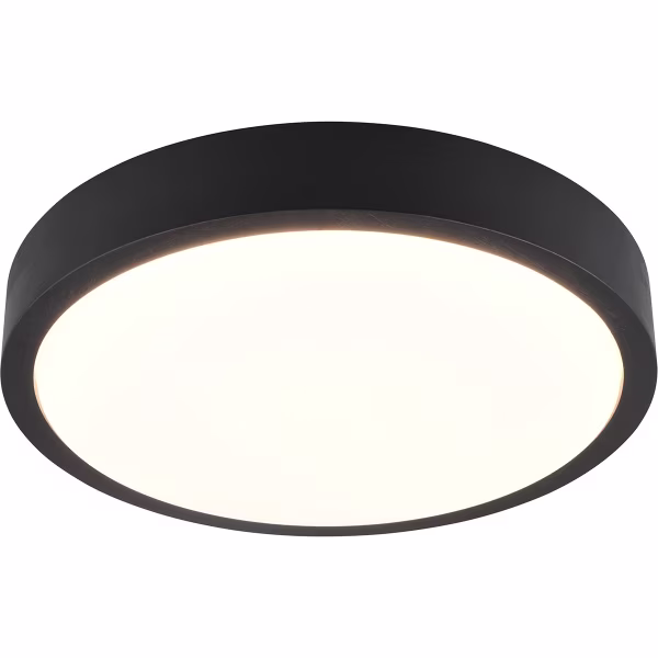 HLW LED LED Ceiling Light - Trion Osea - 24W - Warm White 3000K - Dimmable - Black - Natural Wood