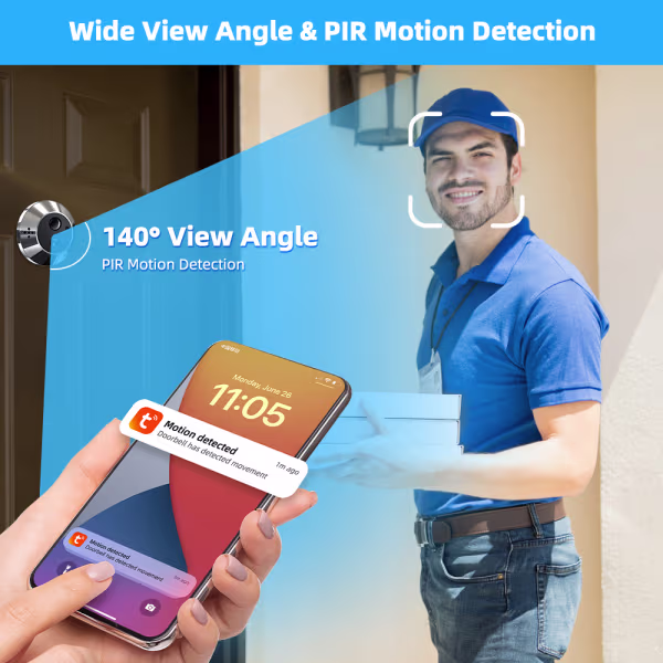 Smartlife Domotica Deurspion camera inclusief Scherm 1080P met opname functie en 2-weg audio