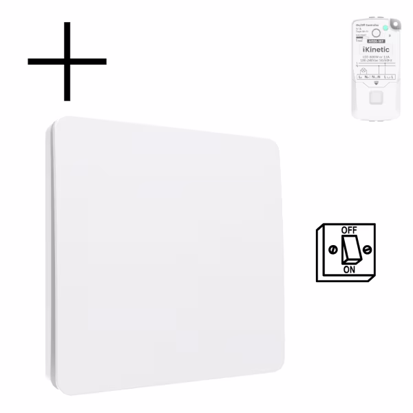 Smartlife Domotica Slimme Draadloze Wandschakelaar | Wit | RF 433Mhz | 1 knop | Kinetisch | Aan/uit + dimmer | Set | Opbouw | Bediening met uw Smartphone