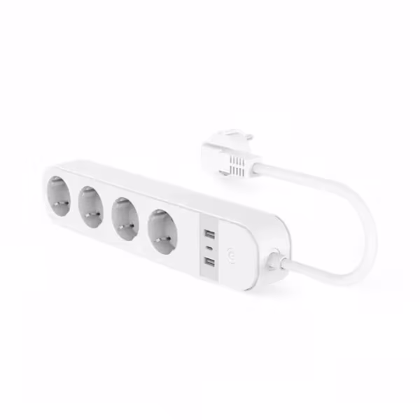 Smartlife Domotica Slimme WiFi Stekkerdoos | 4x EU-stopcontacten | 2x USB-A + 1x USB-C | Spraakbesturing | Timer per poort | Overbelastingsbeveiliging | 3680W | 330x60x40 mm (Schuko)