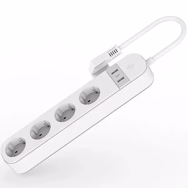 Smartlife Domotica Slimme WiFi Stekkerdoos | 4x EU-stopcontacten | 2x USB-A + 1x USB-C | Spraakbesturing | Timer per poort | Overbelastingsbeveiliging | 3680W | 330x60x40 mm (Schuko)