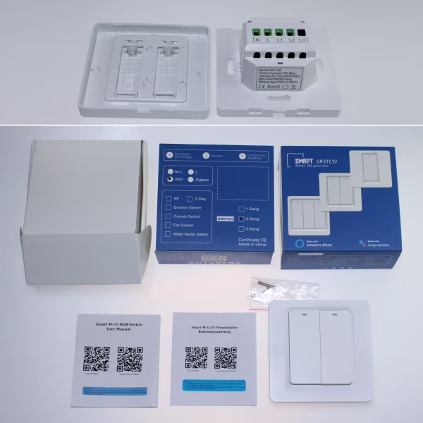 Smartlife Domotica Smart WiFi Lichtschakelaar Wit 2-knoppen