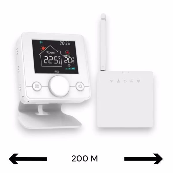 Smartlife Domotica Smart WiFi Opbouw Thermostaat | Draaiknop Bediening | Draadloos | Voor C.V.-Installatie | Tuya App | Google Home & Alexa | Zwart/Wit Smartlife Domotica Smart WiFi Opbouw Thermostaat | Draaiknop Bediening | Draadloos | Voor C.V.-Installatie | Tuya App | Google Home & Alexa | Zwart/Wit