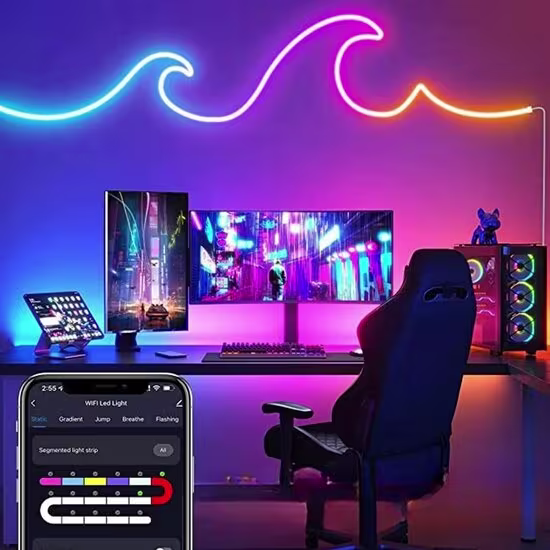 Smartlife Domotica Smart WiFi Neon LED Strip | RGB | 3 Meter | IP67 Waterdicht | IP67 | App & Spraak Smartlife Domotica Smart WiFi Neon LED Strip | RGB | 3 Meter | IP67 Waterdicht | IP67 | App & Spraak