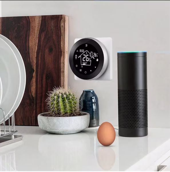 Smartlife Domotica Wifi Inbouw Thermostaat met Touchscreen voor Elektrische vloerverwarming en Infrarood (wit)