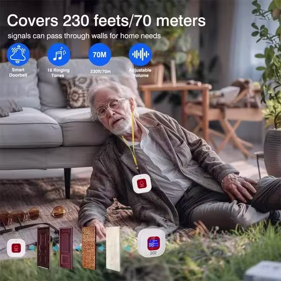 Smartlife Domotica SOS Alarmset | Knop + Horloge + Trekkoord | 4G | Visueel & hoorbaar alarm | Uitbreidbaar