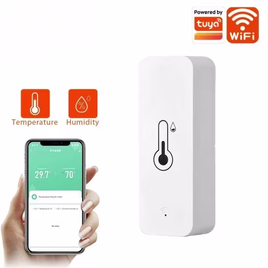 Smartlife Domotica Tuya WiFi Temperatuur- en Vochtigheidssensor | LED-display | Real-time metingen | App- en spraakbediening | Compact ontwerp Smartlife Domotica Tuya WiFi Temperatuur- en Vochtigheidssensor | LED-display | Real-time metingen | App- en spraakbediening | Compact ontwerp